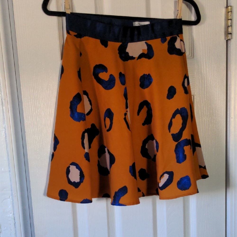 3.1 Phillip Lim Orange and Blue Skater Mini Skirt